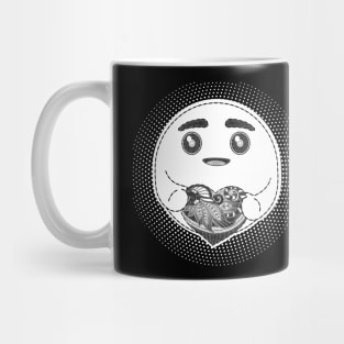 Care Emoji Black and White Mug